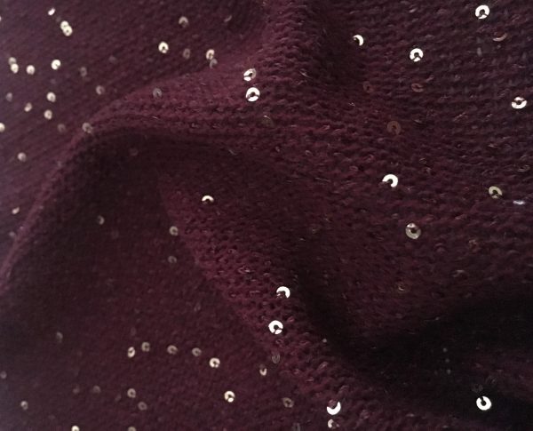 Red claret sequin knitted fabric in Kamer Fabric