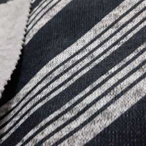 Stripped two ply fleece knitted fabric in Kamer Fabric