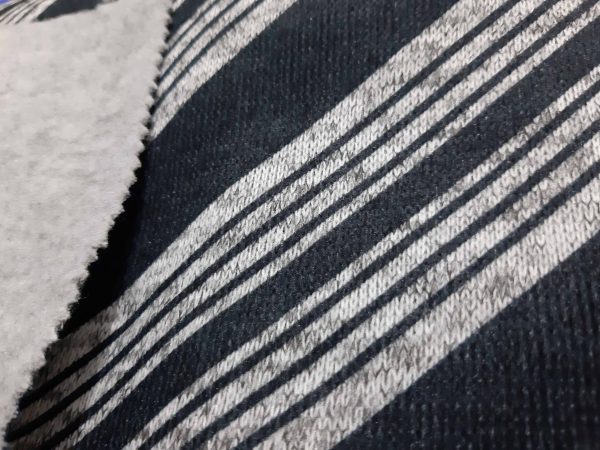 Stripped two ply fleece knitted fabric in Kamer Fabric