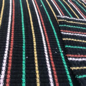 Colorful Striped Black Knitted Acrylic Fabric in Kamer Fabric