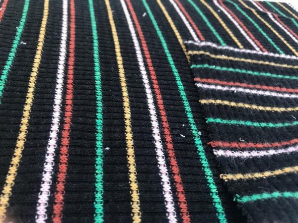 Colorful Striped Black Knitted Acrylic Fabric in Kamer Fabric