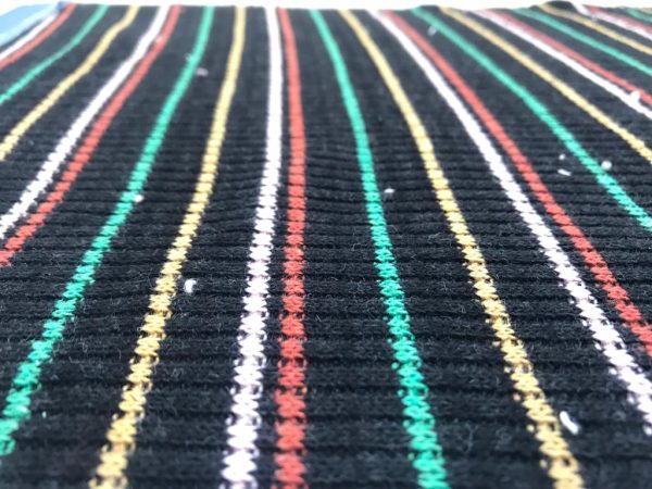 Colorful Striped Black Knitted Acrylic Fabric in Kamer Fabric