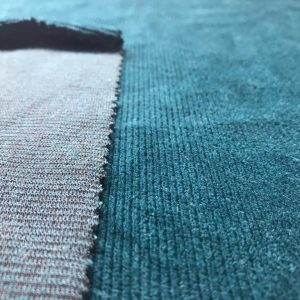 Blue cord knitted fabric