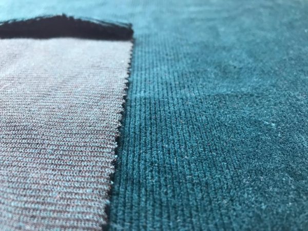 Blue cord knitted fabric